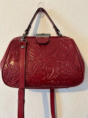 Patricia Nash Italian tooled leather red purse